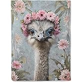 BIWOTU Aesthetic Ostrich Theme Blanket - Super Soft, Cozy, Lightweight Flannel Throw - Warm, Anti-Pilling Plush Blanket for Couch, Bed, Office, Travel, Outdoor Unisex Gift for Adult - 50×60in