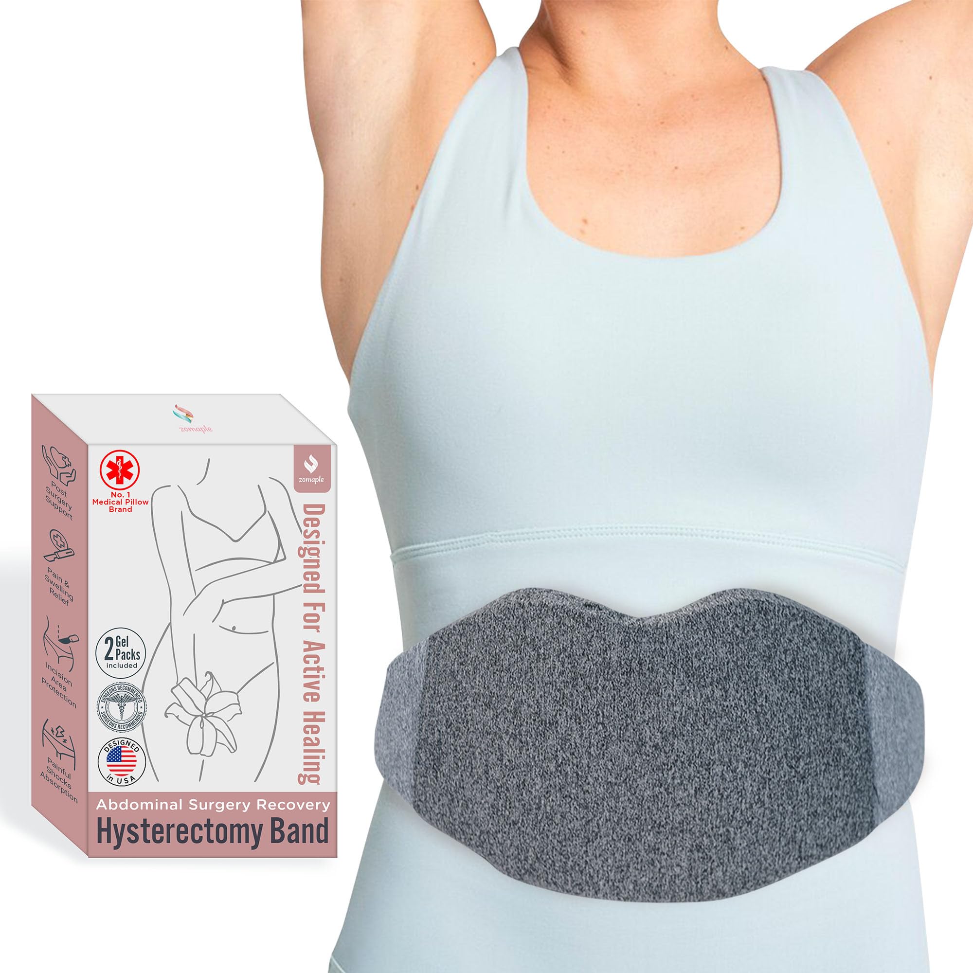 Photo 1 of Zomaple Recovery Hysterectomy Band – Post Abdominal Surgery Must Haves – Ideal for C-Section, Laparoscopic & Hernia Healing Comfort