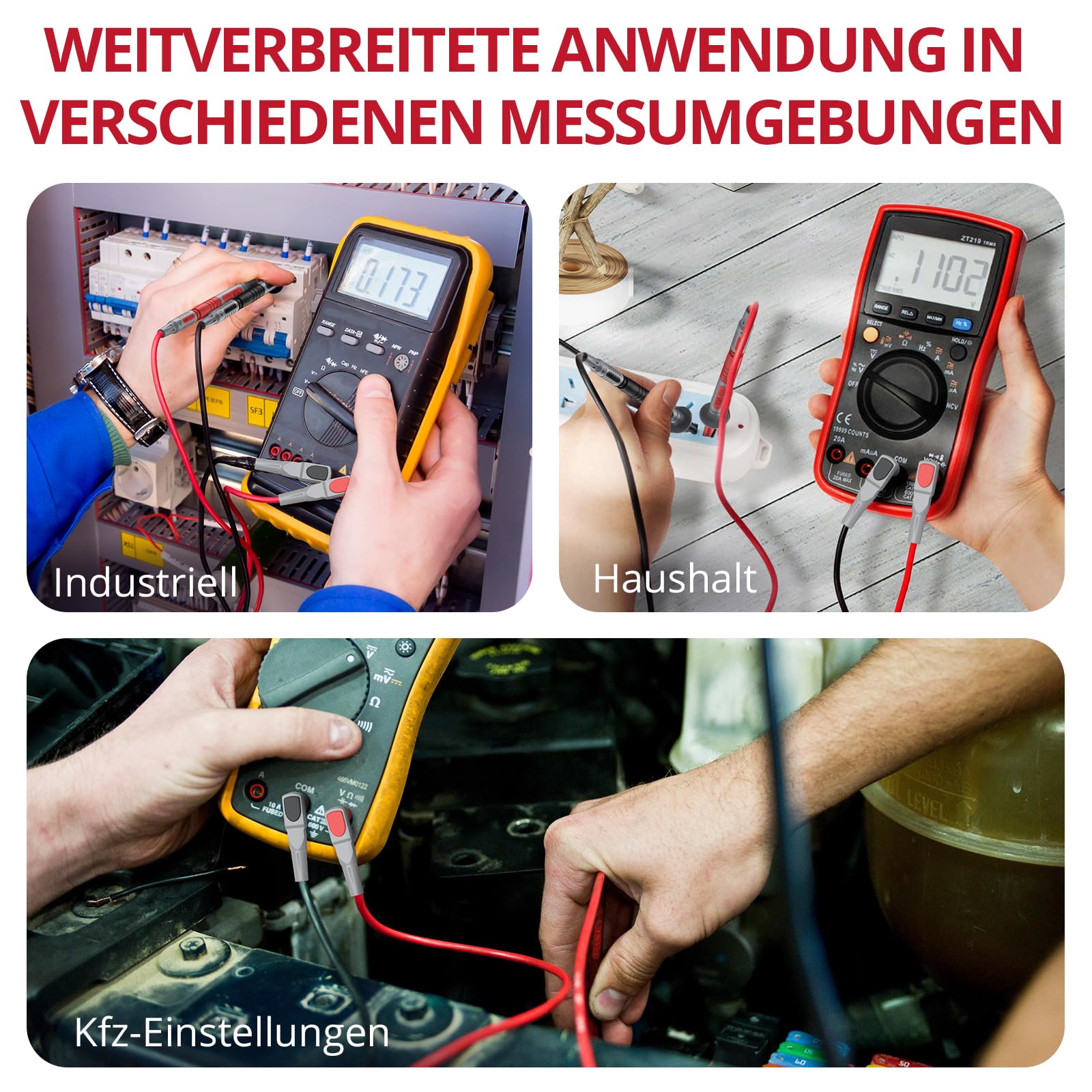 BINTA Testkabel-Set, 11 Stück, Zubehör, Testkabel für Elektrisches Multimeter, professionell, austauschbar, Set mit elektrischen Testleitungen für Spannungsprüfer 7