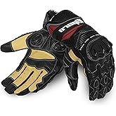 Riparo Premium Leather Street Motorcycle Riding Gloves Knuckle Protection with Mobile Phone Touchscreen Motorbike Racing Cruiser Gloves