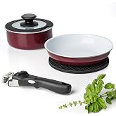 Moss &amp; Stone 5-Piece Nonstick Pots and Pans Set, Removable Handle Cookware | Stackable Nonstick Cookware, Detachable Handle Pan Set, Induction Compatible, Dishwasher &amp; Oven Safe, RV Camping Kitchen Set