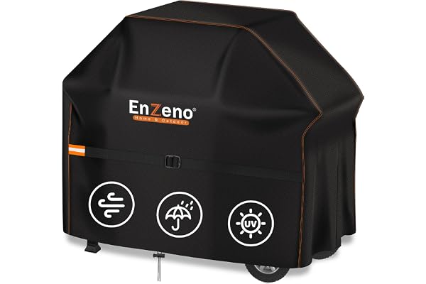 Enzeno BBQ Cover Waterproof 57x24x47inch Barbecue Covers with Metal Buckle Strap Grill Cover for Weber, Genesis, Charbroil, e