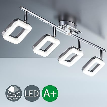 LED Deckenleuchte I 4 flammige Deckenlampe I dreh- & schwenkbar I eckige Platinen I LED Wohnzimmer-Lampe I Deckenstrahler I S
