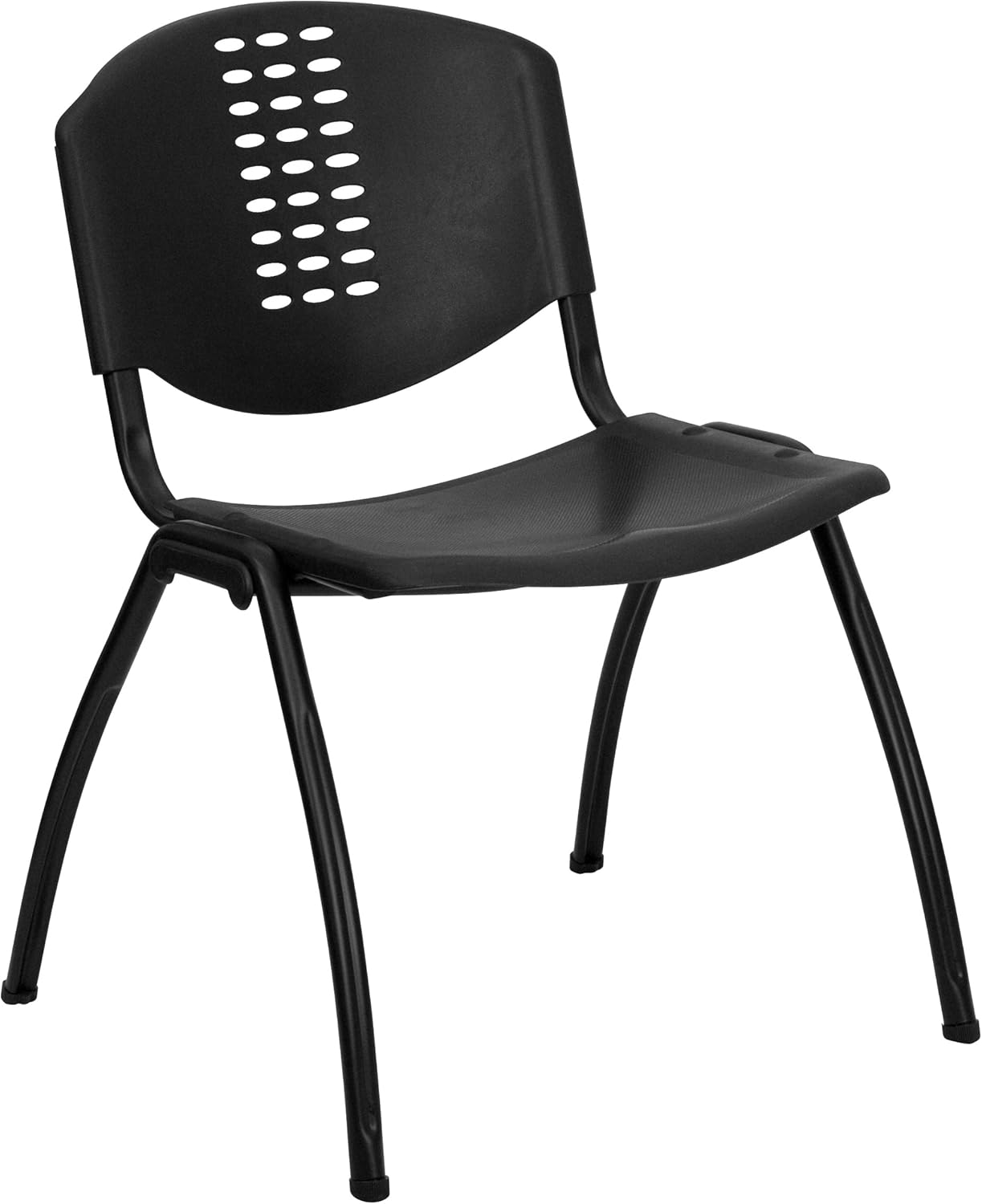 Flash Furniture HERCULES Series 880 lb. Capacity Black Plastic Stack Chair with Oval Cutout Back and Black Frame: Furniture & Decor
