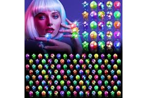 OLUPP Christmas Party Favors 200 Pcs Light Up Rings, Glow In The Dark Party Supplies, 6 Style Flashing Glow In The Dark Rings for Adults & Kids, LED Ring for Birthday Party Favors, Concert, Raves, Halloween