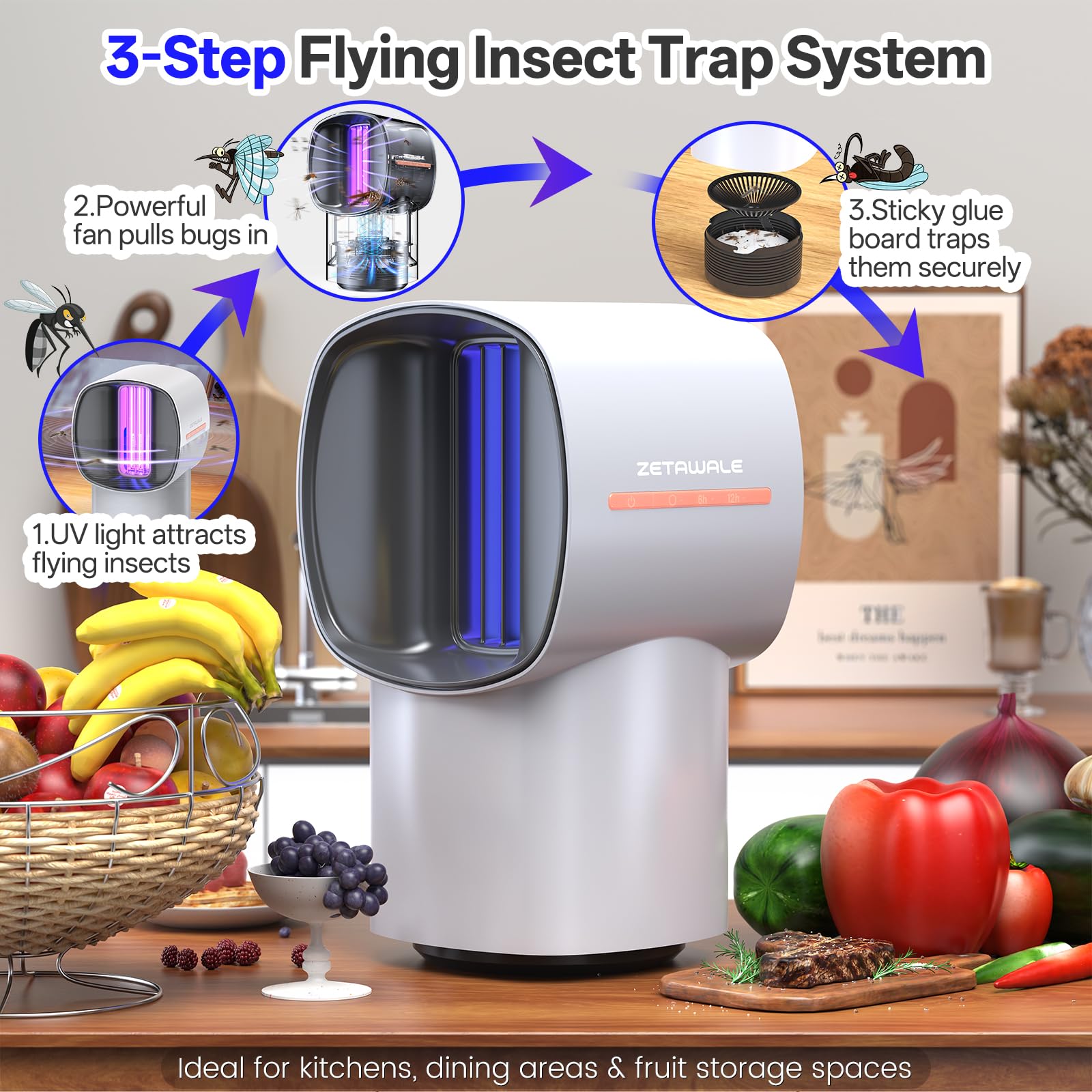 Condition photo showing New/Like New for fruit fly traps for indoors, gnat and insects catcher for house with uv light, heat lure, fan suctio