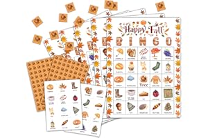 OZTEMETY Happy Fall Pumpkin Bingo Card Game, Autumn Bingo Game for Adults, Thanksgiving Party Supplies, Favors, Decorations, Thanksgiving Gift, Thanksgiving Party Games, 24 Players Bingo Game, D02