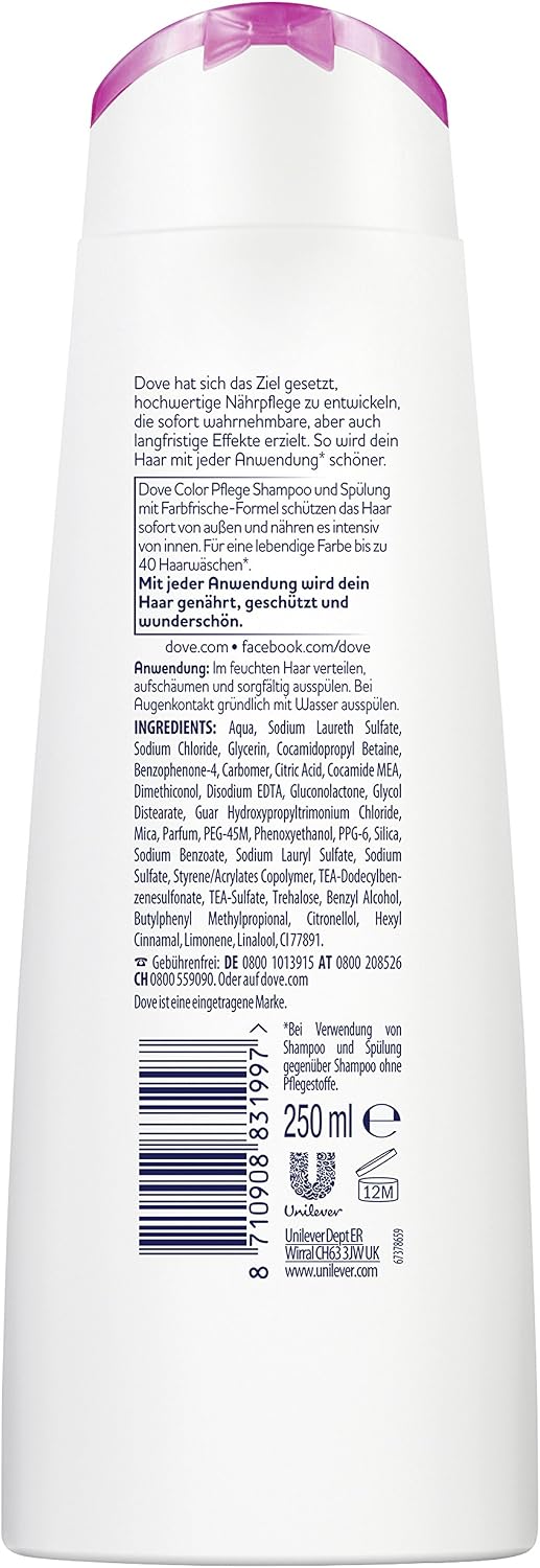 Dove Color Care Hair Care Shampoo, Pack of 6 (6 x 250 ml), 250 ml (Pack of 6) - Image 3