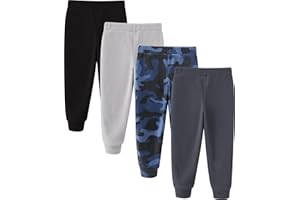 JARMAKO Toddler Boys Warm Heated Microfleece Pants, 4-Pack Fleece Sweatpants, 2-6 Years