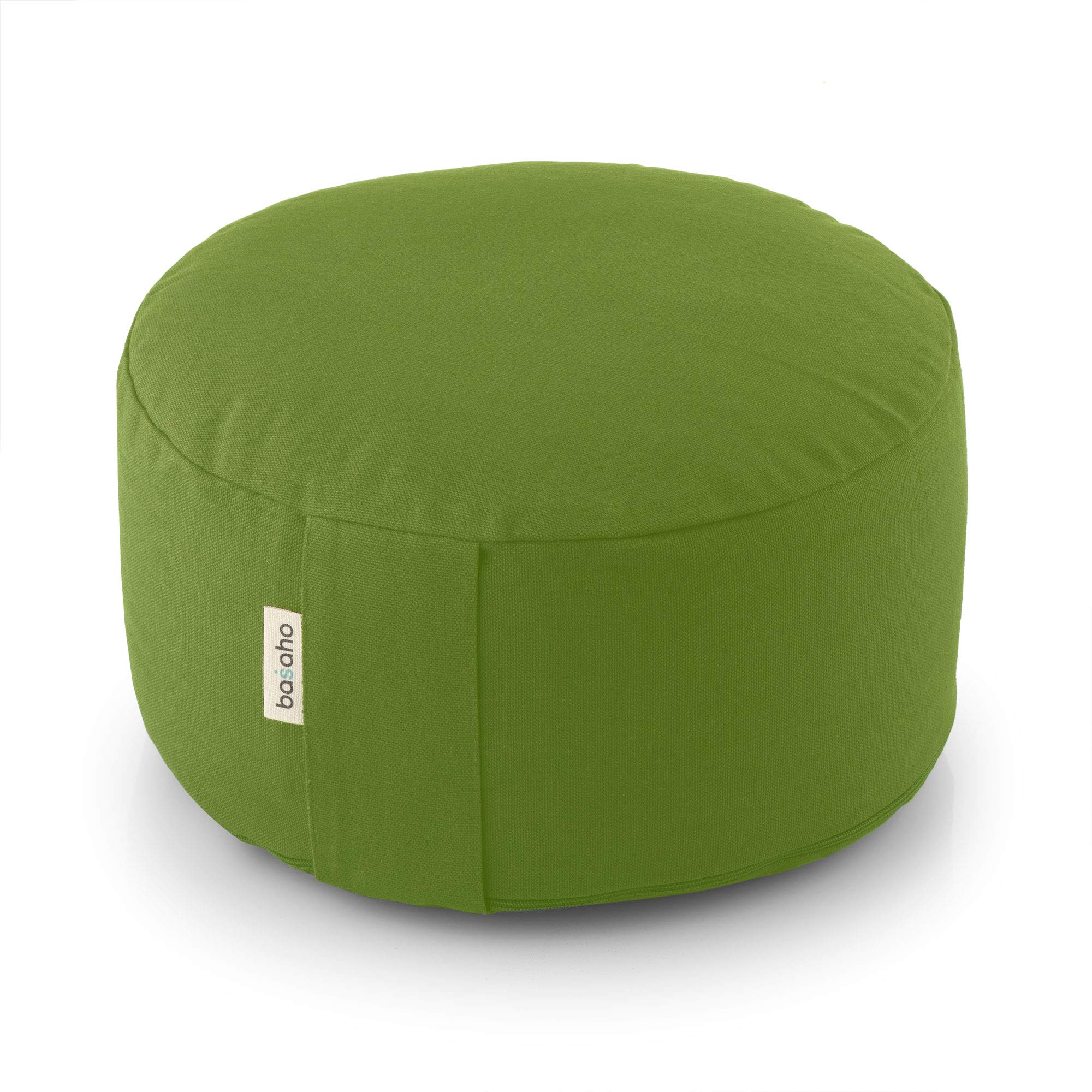 basaho WHEEL Zafu Meditation Cushion | Organic Cotton | Buckwheat Hulls | Removable Washable Cover (Leaf)