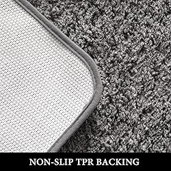 MIULEE Gray Bathroom Rugs Thick Shaggy Bath Rug