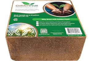 GOLDEN PEAT Organic coco pith block (3x1 kg Blocks) - Low EC, sustainable growing medium for gardens, pots and seed starters. Just add water to transform these compact blocks into 42L of fluffy nutrient-rich coir