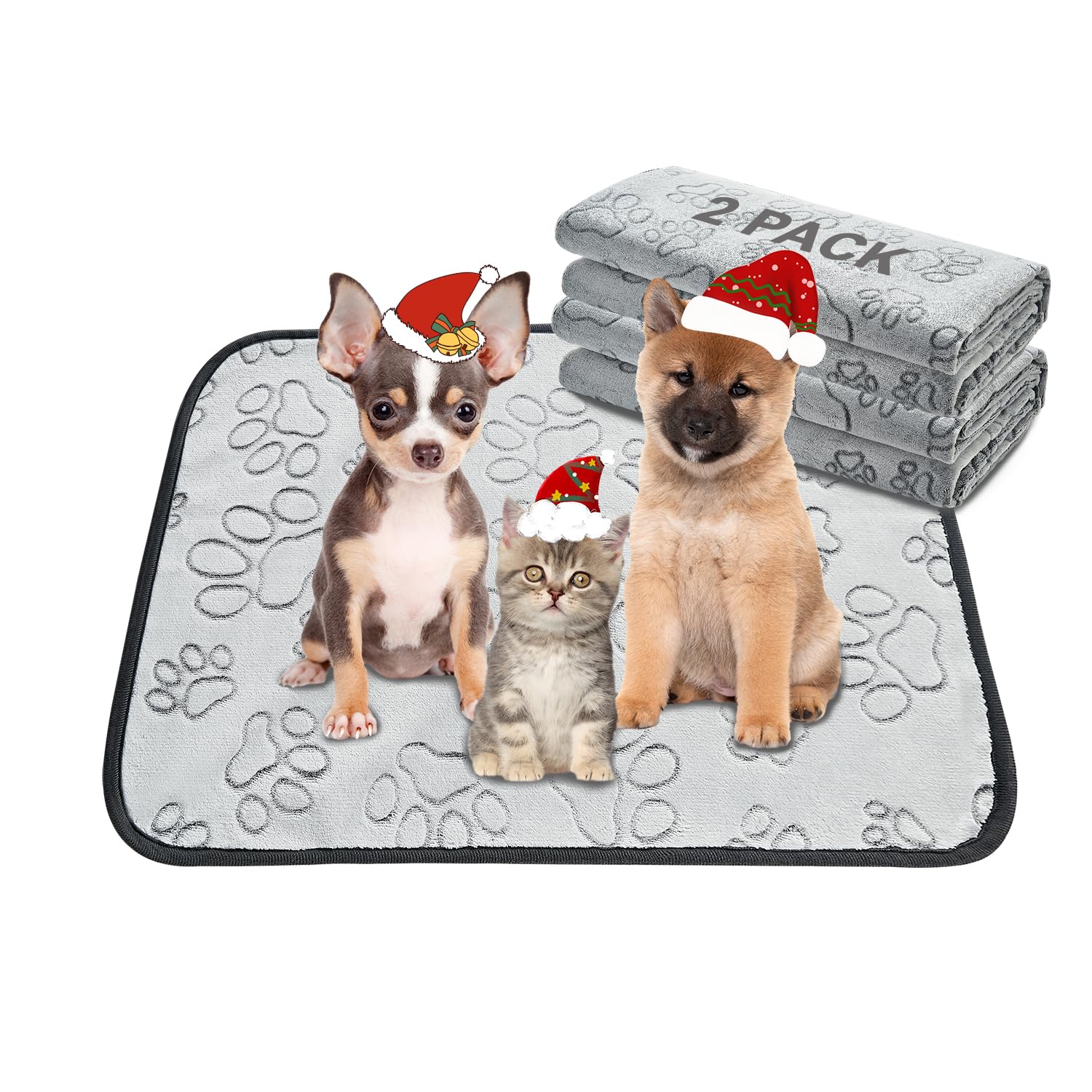 Photo 1 of Qeils Reusable Puppy Pads, 2 Pack Washable Pee Pads for Dogs, Waterproof Non Slip Wee Wee pad, Absorbent and Leakproof Training Mats for Potty, Crate, Playpen, Bed, Sofa, 18"x 24"