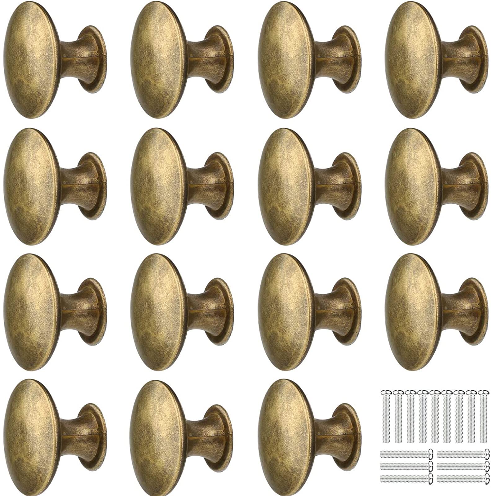 15PCS 30MM Vintage Bronze Style Round Knobs Bronze Round Furniture Door Knobs Antique Brass Door Knob with Screws for Drawer Wardrobe Closet Bedside Table Cupboard