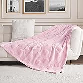 Juicy Couture Faux Fur 50"x70" Throw Blanket, Light Pink Hearts