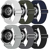 6 Pack Stretchy Bands Compatible with Samsung Galaxy Watch 7 6 5 4 40mm 44mm/Galaxy Watch 6 4 Classic 42mm 46mm 43mm 47mm/Galaxy 5 Pro 45mm/Active 2, 20mm Elastic Nylon Sport Strap for Men Women