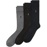 POLO RALPH LAUREN Men's Super Soft Flat Dress Crew Socks, 3 Pairs | Authentic Polo Ralph Lauren, Lightweight Comfort, Reinforced Heel-Toe, Odor Resistant, Gift for Any Occasion
