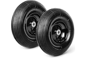 Taifa 13 Inch 2 PCS Rubber Pneumatic Replacement Tires and Wheels 4.00-6 with 5/8'' Axle Bore Hole, Inflated Air Wheel for Wheelbarrow/Wagon/Hand Truck/Trolley/Garden Scooter etc.