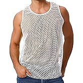 ABAFIP Men's Fishnet Mesh Tank Top Sleeveless Sheer Shirt Gym Workout Fitted Muscle Top Undershirt