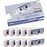 Pentel Hi-Polymer Block Eraser, Large, White, Pack of 10 Erasers