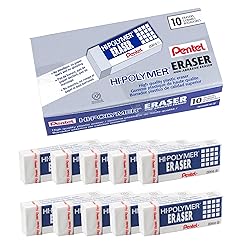 Pentel Hi-Polymer Block Eraser, White, 10/Box
