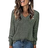 NORACORA V Neck Long Sleeve Shirts for Women Casual Fall Fashiion Tops Lightweight Tunic Sweaters Trendy 2025