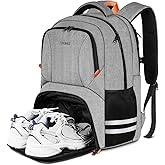 Ytonet Gym Backpack for Men Women, Backpack for Men with Shoe Compartment | Water Resistant Workout Sports Bag Fits 15.6 Inch Laptop for Sports Camping Hiking Grey