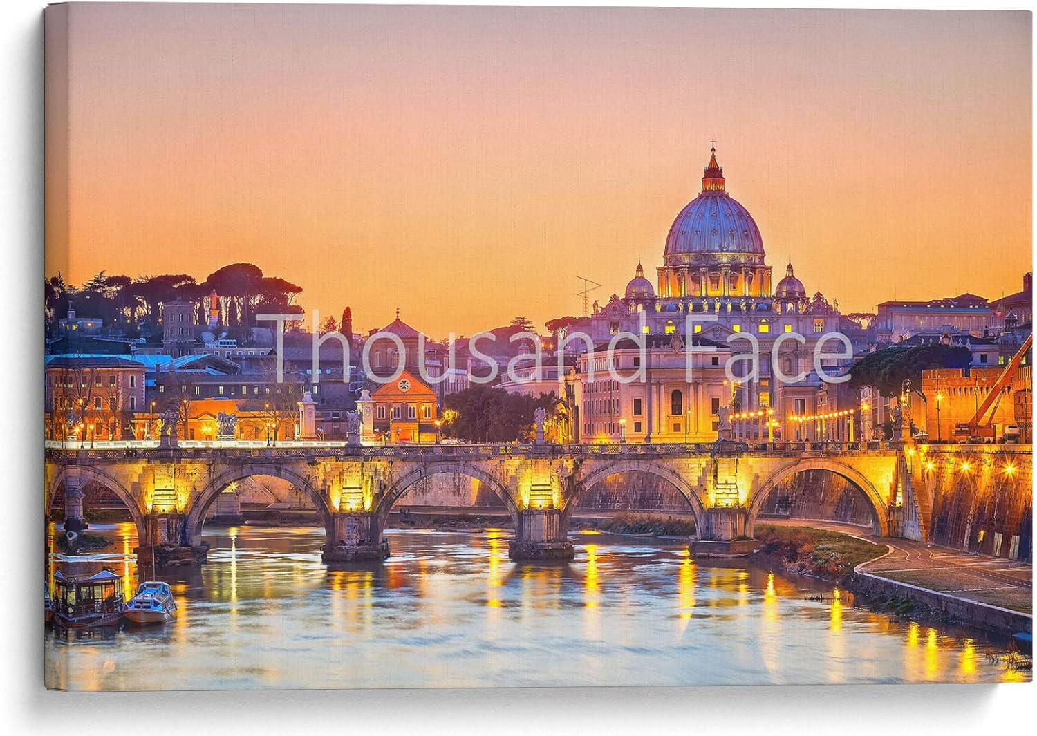 Night View at St. Peter's Cathedral in Rome, Italy Canvas Wall Art Picture Home Décor Giclee (36 x 24'' (91 x 61 cm)