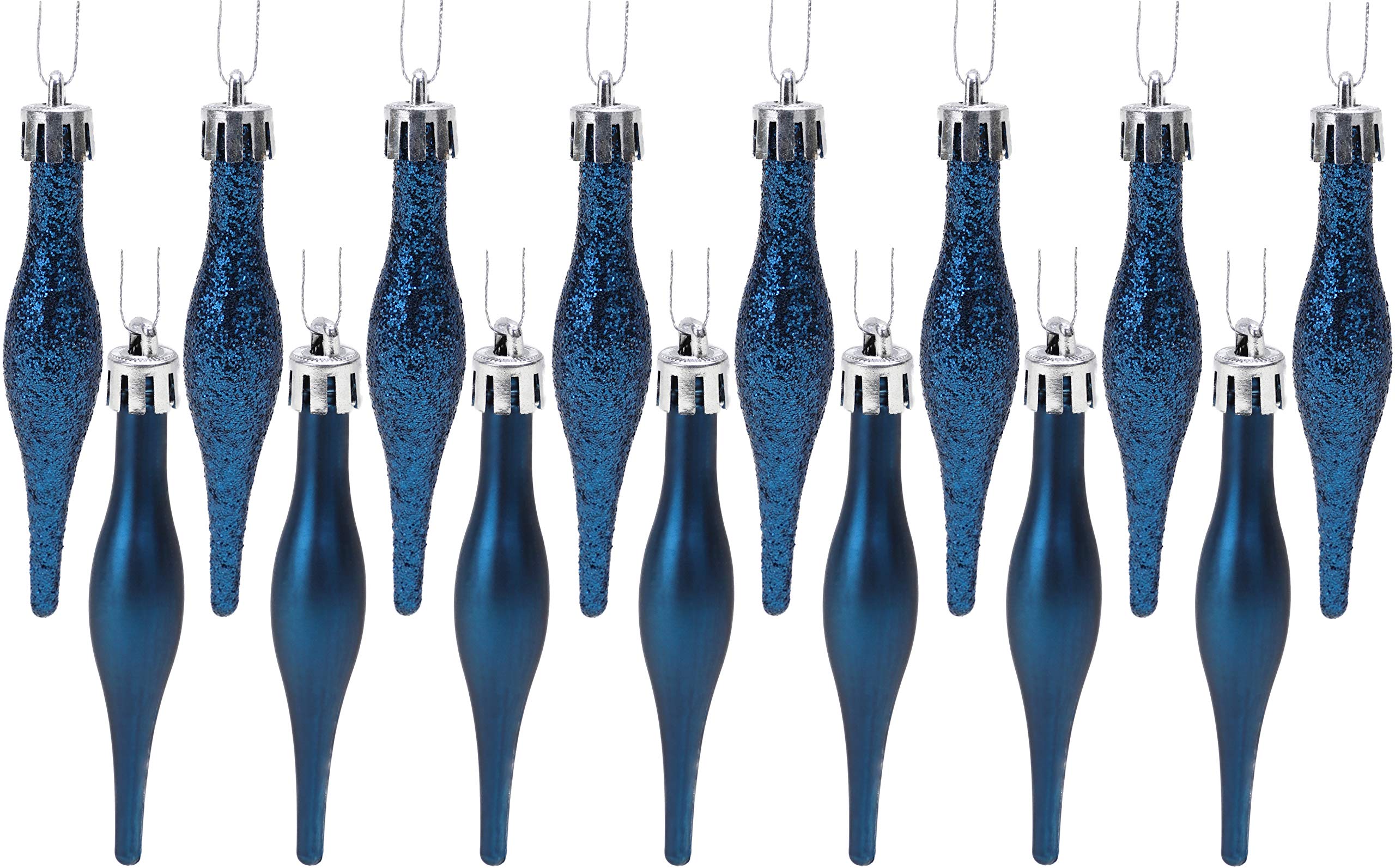 Christmas Concepts® Pack Of 15-8.5cm, 85mm (3.4") Droplet Baubles - Matte & Glitter Design - Christmas Baubles (Midnight Blue)