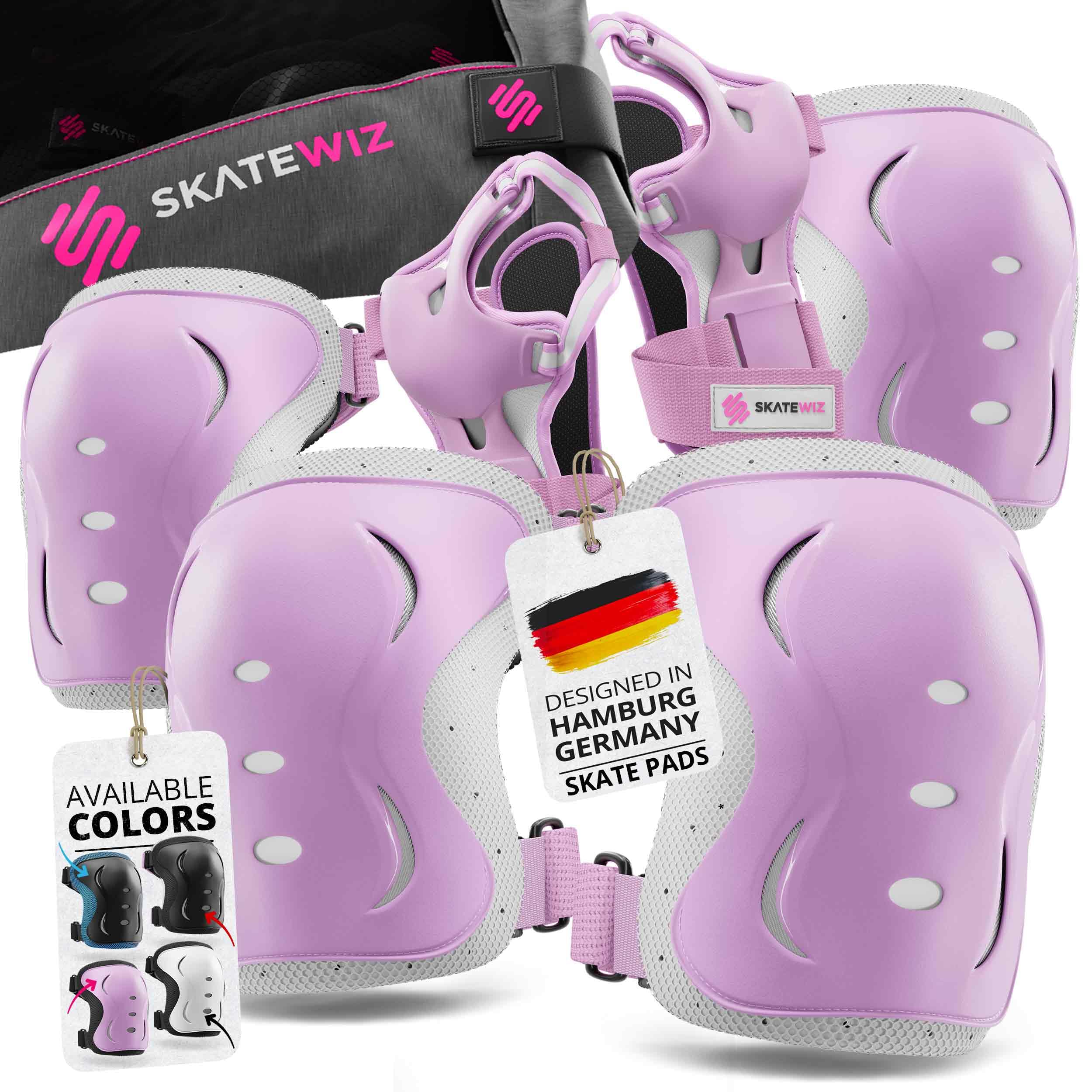 SKATEWIZ Knee Pads for Kids - Kids Knee and Elbow Pads for Children - Scooter Roller Skating Skateboard Inline Skates - IMPACT - Size XS Pink White - Skating Protective Gear