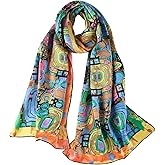 JWSilk Long Charmeuse Silk Scarf Classic Art Print