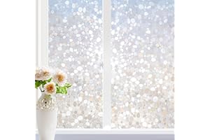 rabbitgoo Window Privacy Film, Decorative Rainbow Window Clings for Glass Covering, Static Cling Non Adhesive Door Stickers UV Blocking, Stained Glass Vinyl Decal, 3D Pebble, 17.5 x 78.7 inches