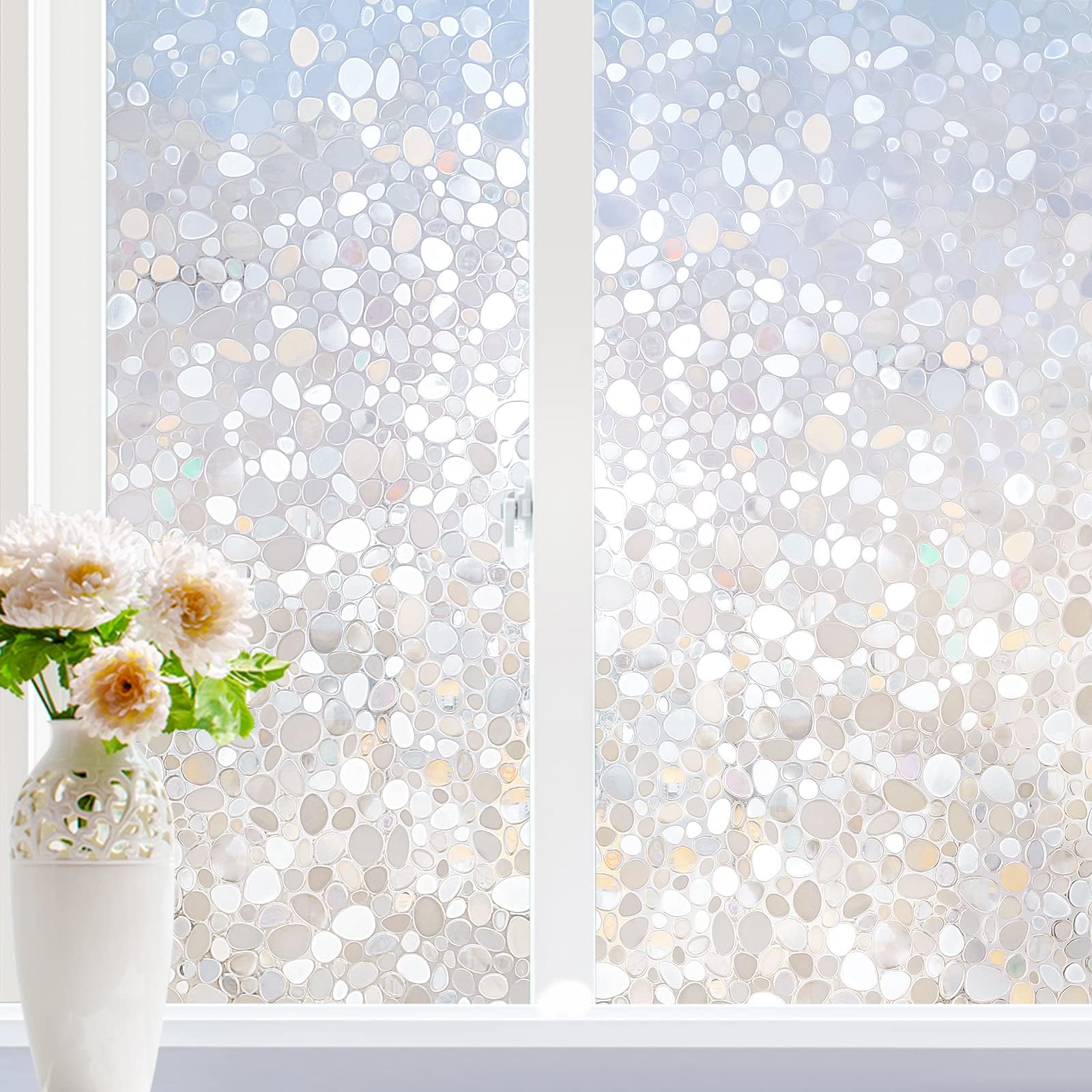 rabbitgoo Window Privacy Film, Decorative Rainbow Clings, 17.5" x 78.7"
