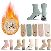DECOVICI Non Slip Toddler Socks, Baby Socks with Grippers for Boys Girls, Thicken Warm Winter Sock for 0-5 Years 5 Pairs