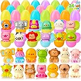 JOYIN 24 Pcs Easter Prefilled Eggs with Animals Squishy Toys, Cute Toys for Easter Egg Hunt, Kids Party Favor, Basket Stuffers, Filling Treats, Goodie Bag Fillers, Classroom Prize Supplies