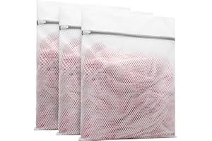 GRINCHAT 3Pcs Durable Fine Mesh Washer Bags For Delicate Clothes. Suitable For Full-size Washing Machines and Portable Washing Machines, 12 x 16 inches (XYD-8)