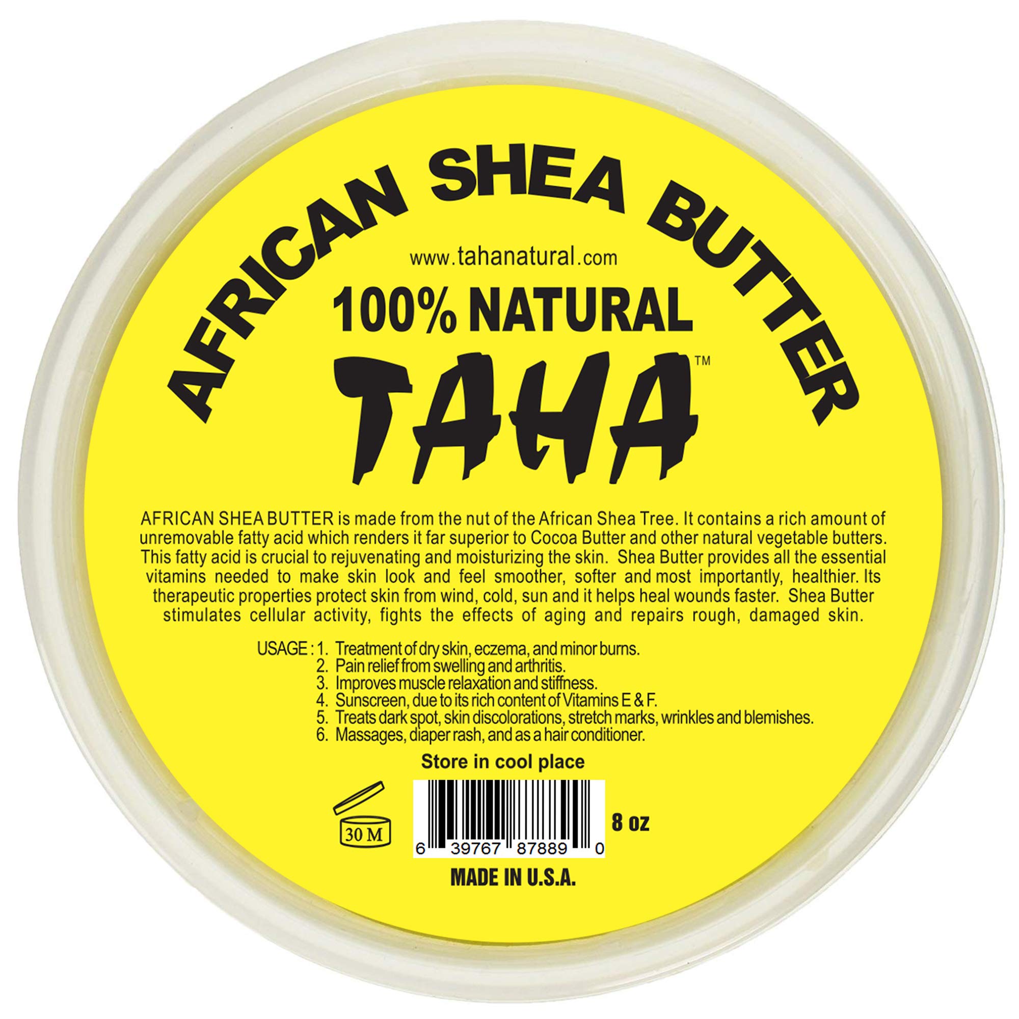 Taha African Shea Butter Cream 100 Pure, Organic, Unrefined, and Raw