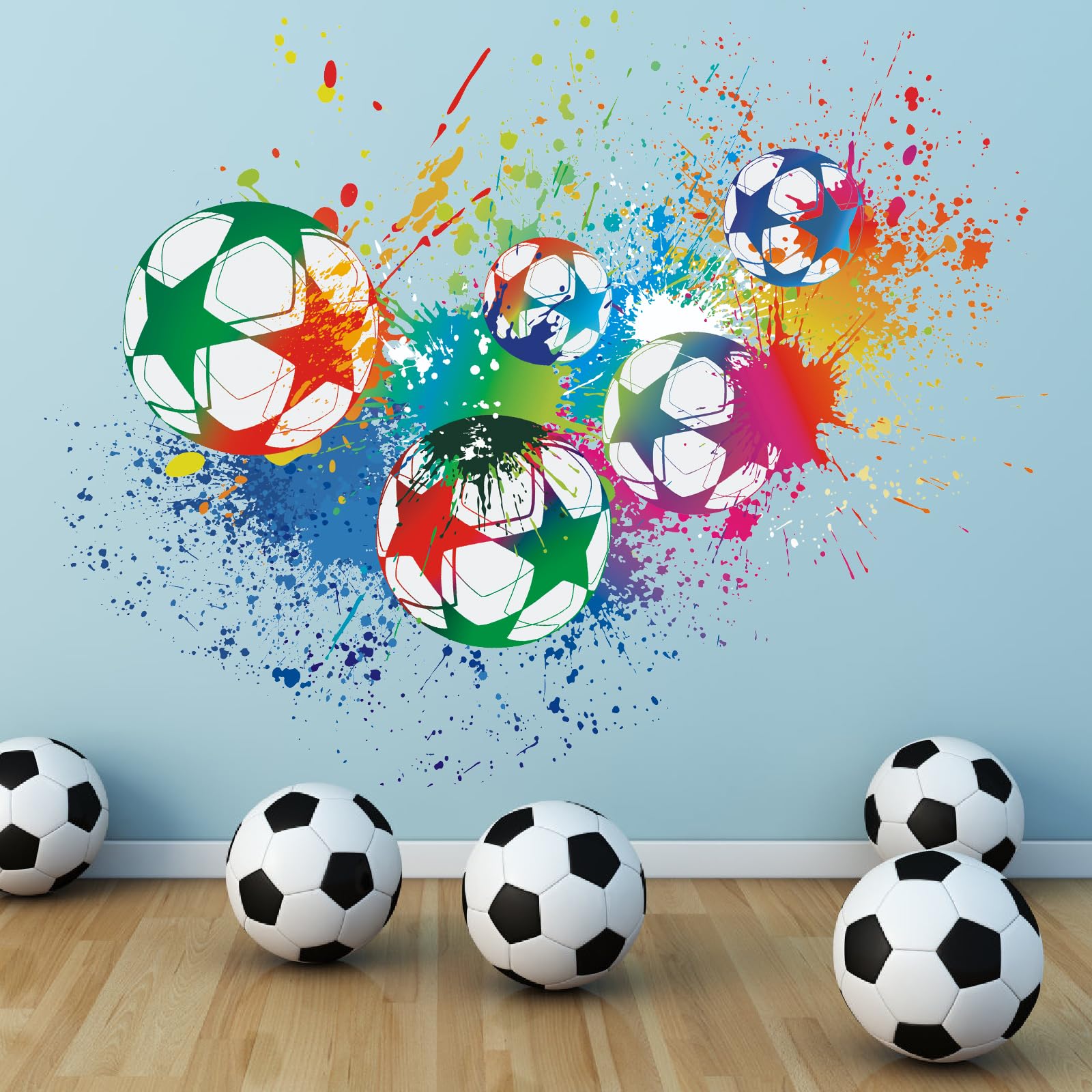 TOARTi Football Wall Stickers,Colour Football Stickers for Kids,Wall Stickers for Boys,Soccer Vinyl Wall Art Decal for Teenagers Boys 3D Bedroom Accessories — image 1