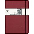 Clairefontaine - Ref 793432C - Age Bag Thread-Bound Notebook (192 Pages) - A5 Size, Dot Rulings, 90gsm Brushed Vellum Paper, Elastic Closure - Red Cover