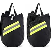 Sunnymove 2 Pack Firefighter Scba Mask Bags, Facepiece Storage Bags, Black | Fits Scba Respirators, Fleece Lined Interior, 600d Oxford Fabric, Reflective Trim, Swivel Clip, Firefighter Gear Storage