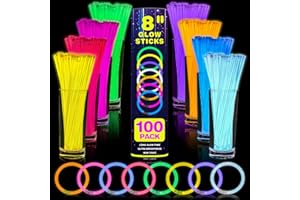100 PCS Ultra Bright Glow Sticks , 8 Inch Glow Sticks Bulk Party Pack , Light Up Sticks for Glow Bracelets , Necklaces , Conc