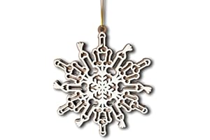 MOMAPOPUP Funny Penis Snowflake Wooden Christmas Ornament – Naughty Adult Gag Gift – White Layered Laser Cut Wood Decoration – Funny Secret Santa, White Elephant, or Tree Decor for Adults