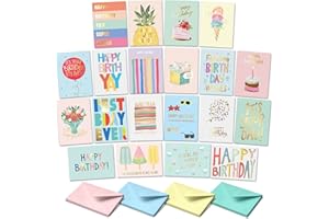 Sweetzer & Orange Birthday Happy Birthday Cards with Envelopes and Assortment Box. Variety Set of 20 Assorted Birthday Cards with Envelopes, Bulk Greeting Cards Assortment