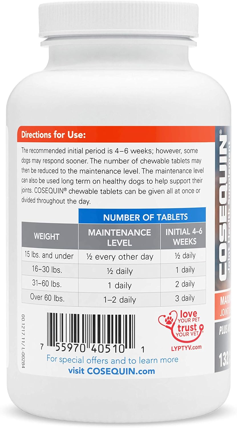 COSEQUIN w/MSM Chewable Tablets, 132 ct : Pet Bone And Joint Supplements : Pet Supplies