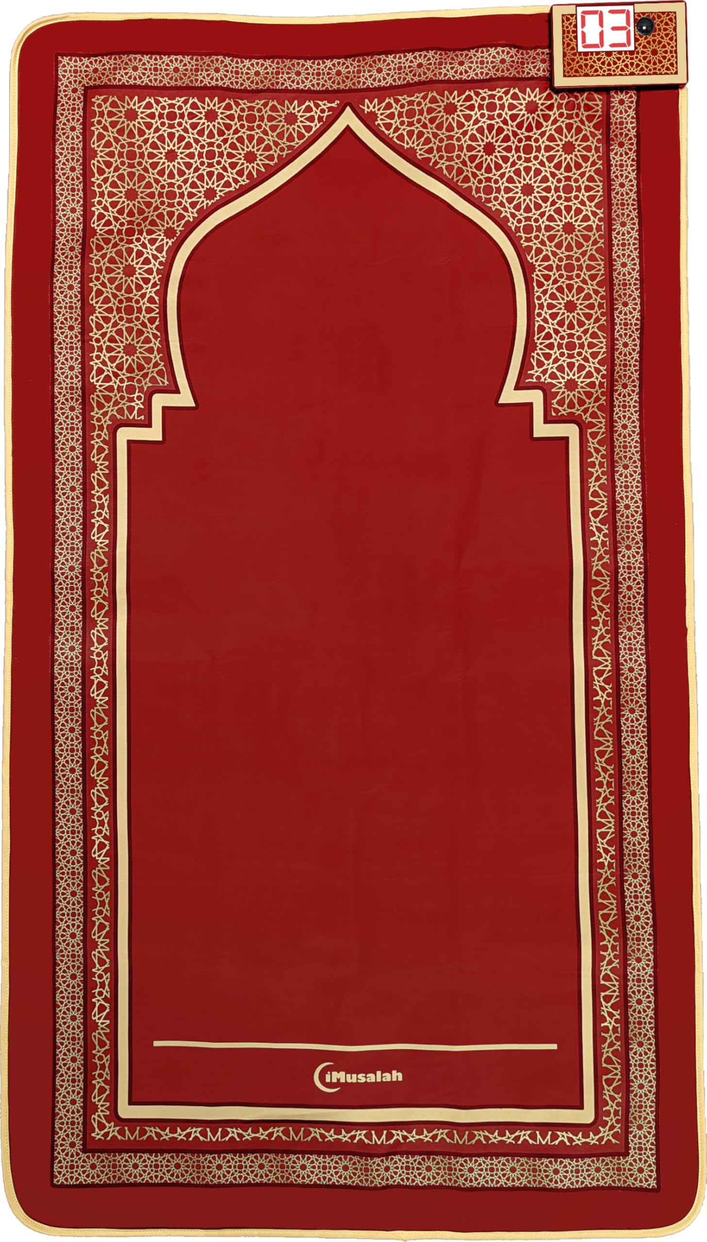 iMusalah Prayer Mat (Red) with Digital Counter For Rakat Tracking, Salah Rug For Namaz