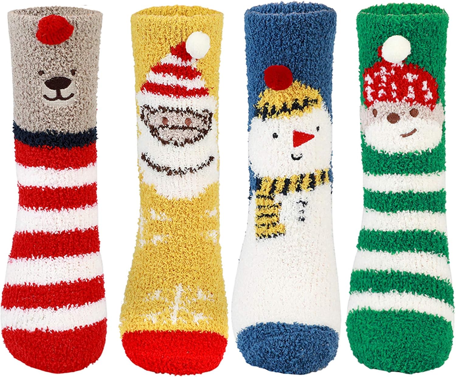 Dorakitten Calcetines navideños, paquete de 4 calcetines de cama para ...
