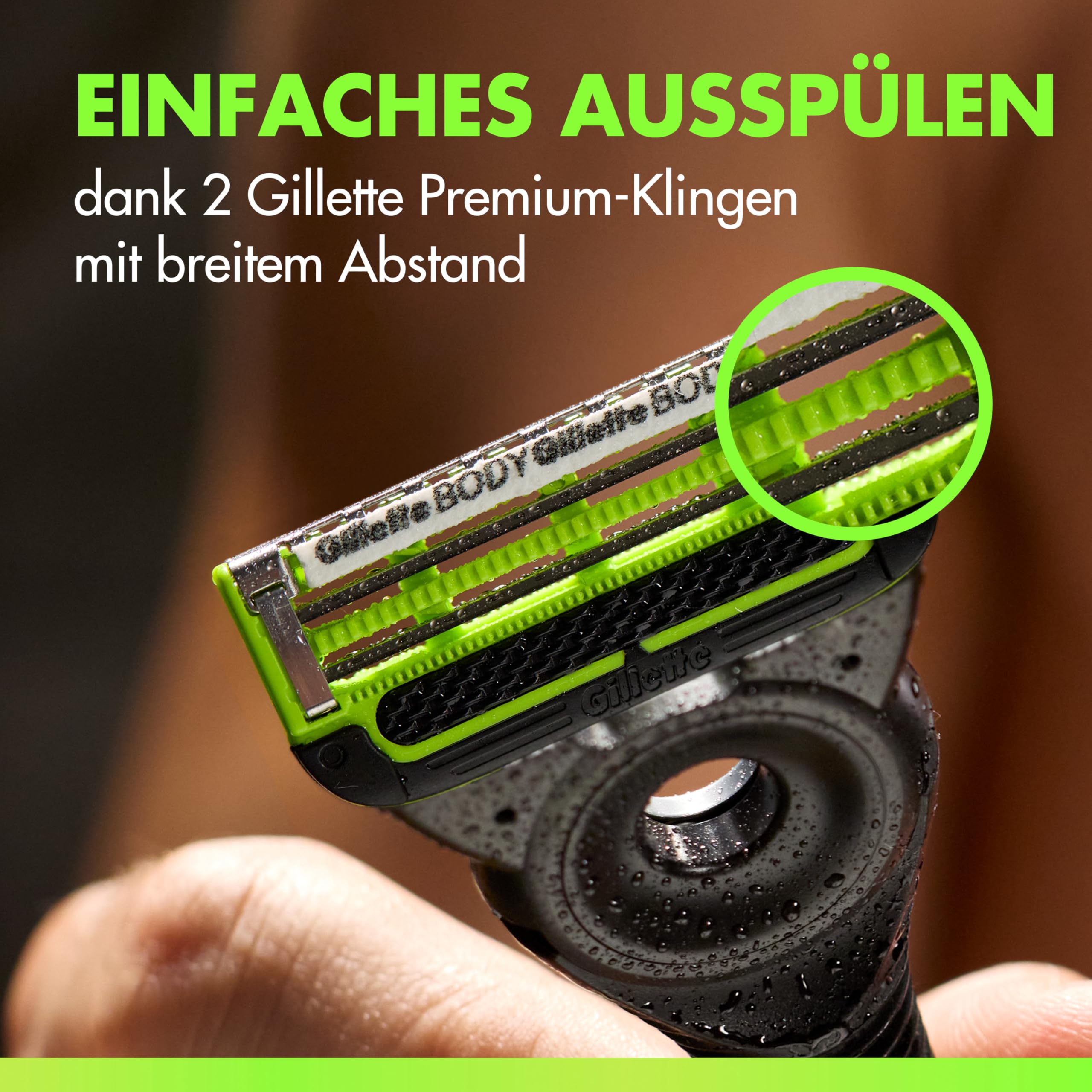Gillette Labs Body & Intimate Rasierklingen, 16 Original Ersatzklinge, Grün 5