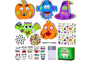 Thuodo 340PCS Halloween Crafts for Kids, Halloween Foam Stickers Pumpkins Ghost Spider Bat DIY Halloween Craft Kit Gifts for Kids Halloween Party Favors Supplies