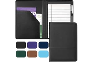 Gorbado Padfolio/Portfolio Binder, Mini Padfolio Portfolio Binder 5 x 8 Legal Writing Pad, A5 Document Organizer Folder for Men Women, Classic Black