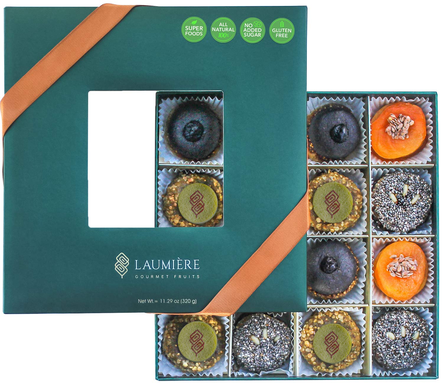 Laumière Gourmet Fruits - Superfood Parfait Collection - Healthy Gift Basket - Nutritious Recipes with Super Food, Fruits & Nuts - No Added Sugar - Gluten Free - Square